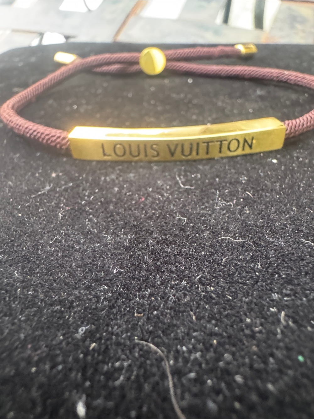 Wristband  adjustable Brown Cord Bracelet with Gold Plate